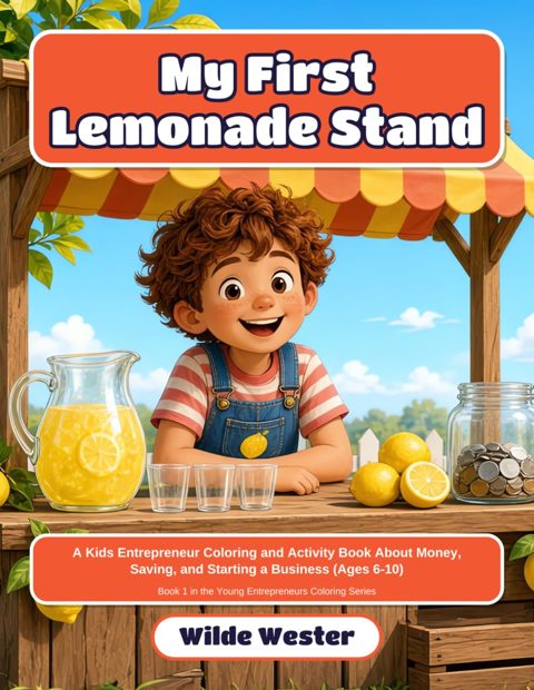 Cover of My First Lemonade Stand, a Wilde Wester kids entrepreneur coloring book