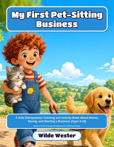 Cover of My First Pet-Sitting Business, a Wilde Wester kids entrepreneur coloring book