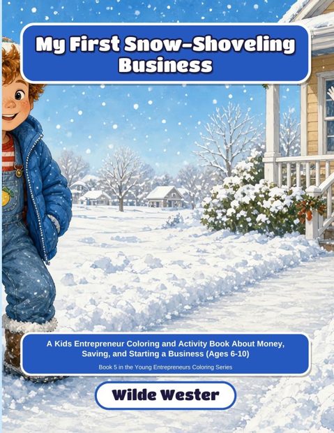 Cover of My First Snow-Shoveling Business, an upcoming Wilde Wester coloring book